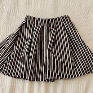Zara Navy and White Striped Skater Skirt